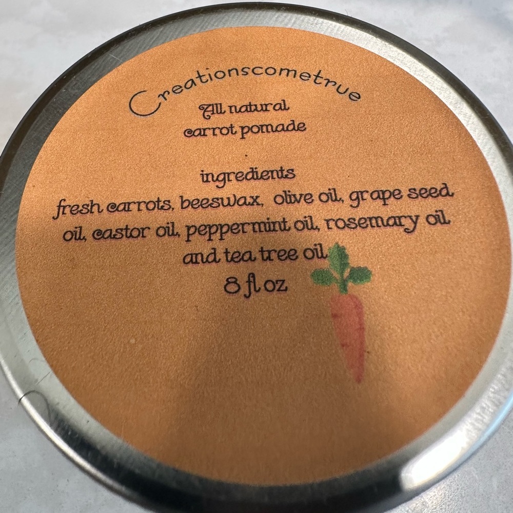 All natural carrots hair pomade